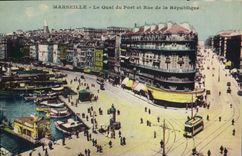 CPA Marseille Le Quai du Port et Rue de la Republique 