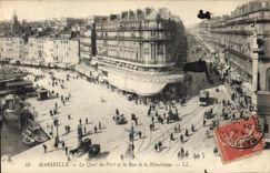 CPA Marseille Le Quai du Port et la Rue de la Republique 