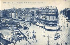CPA Marseille Le Quai du Port et Rue de la Republique 