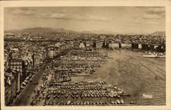 CPA Marseille le Vieux Port vu du Pont transbordeur 