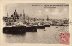 CPA Marseille un Coin des Bassins de la Joliette et la Cathedrale 