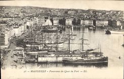CPA Marseille panorama du Quai du Port 