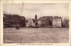 CPA Marseille Quai des Belges et Canebiere vus du Vieux Port 