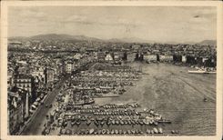 CPA Marseille le Vieux Port vu du Pont Transbordeur 