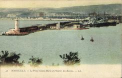 CPA Marseille le Phare Sainte Marie et l'Entree des Bassins 