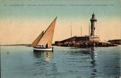 CPA Marseille Devant le Phare Sainte Marie 