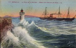 CPA Marseille le Phare de la Desirade depart d'un Courrier de Chine 