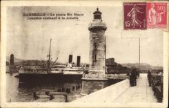 CPA Marseille le Phare Ste Marie Courrier rentrant a la Joliette 