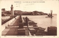CPA Marseille la Jetee et le Phare Sainte Marie 
