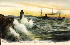 CPA Marseille le Phare de la Desirade depart d'un Courrier de Chine 