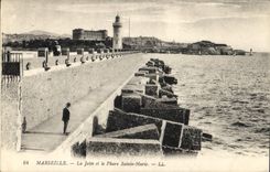 CPA Marseille La Jetee et le Phare Sainte Marie 