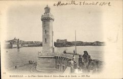 CPA Marseille Le Phare Sainte Marie et Notre Dame de la Garde 