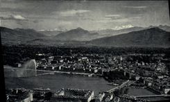 CPA Geneve Vue aerienne de la rade et du Mont Blanc 