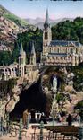 CPA Lourdes La Grotte et la Basilique 