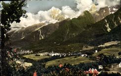 CPA Les Houches Mont Blanc Hte Savoie Vue generale et Chaine du Mont Blanc 