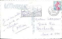 CPA Lourdes Vue aerienne sur la Basilique et la Gave 