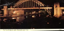 CPA The Tyne Bridge by night Newcastle upon Tyne 