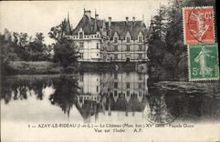 CPA Azay le Rideau Le Chateau Facade Ouest Vue sur l'Indre 