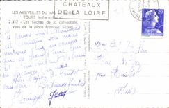 CPA Tours Indre et Loire Les fleches de la cathedrale vues de la place Francois Sicard 