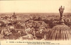 CPA Tours Le Dome de la Basilique Saint Martin et vue Generale vers le Nouvel Hotel de Ville Lalou a