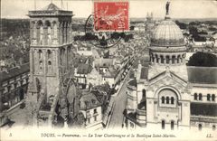 CPA Tours Panorama la Tour Charlemagne et la Basilique Saint Martin 