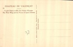 CPA Chateau de Valencay Facade Ouest et Allee des Princes d'Espagne