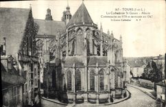 CPA Tours I et L la cathedrale St Gatien Abside Commencee en 1170 et terminee en 1267 