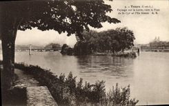 CPA Tours I et L Paysage sur la Loire vers le Pont de St Cyr et l'Ile Simon 