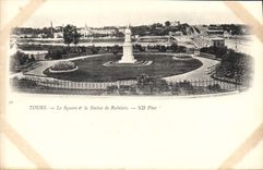 CPA Tours le Square et la statue de Rabelais 