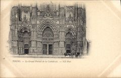 CPA Tours le Grand Portail de la Cathedrale 