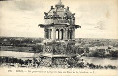 CPA Tours vue panoramique et Campanile d'une des Tours de la Cathedrale 