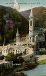 CPA Lourdes la Basilique vue de Cote 