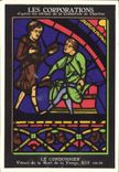 CPA Les Corporations d'apres les vitraux de la Cathedrale de Chartres Le Cordonnier Vitrail de la Mo