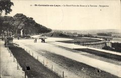 CPA St Germain en Laye Le Rond Point des roses et la Terrasse Perspective 