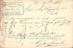 Entier Postal Sage 10c pour Bale Sisse 1883 Santois Lille