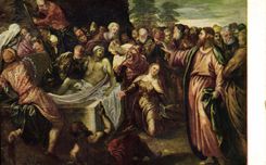 CPA Museumder bildenden Kunste zu Leipzig Tintoretto Die Erweckung des Lazarus 