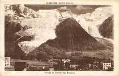 CPA Chamonix Mont Blanc Village et Glacier des Bossons 