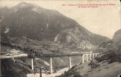CPA Viaduc du Chemin de fer de Savoie sur le Rhone et Vallee de l'Ecluse 