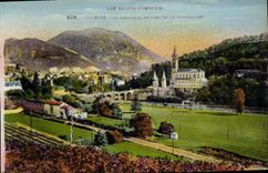 CPA Lourdes La Basilique Le Fort et le Funiculaire 