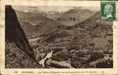 CPA Lourdes La Vallee d'Argeles vue du funiculaire du Pic du Jer 