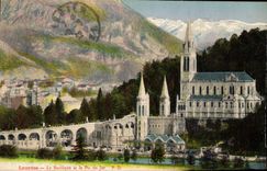 CPA Lourdes La Basilique et le Pic du Jer 