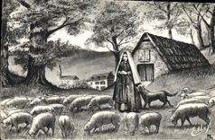 CPA Lourdes A Bartres Bernadette fut bergere 