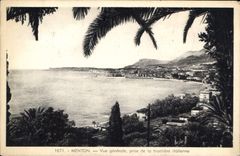 CPA Menton Vue generale prise de la frontiere Italienne 