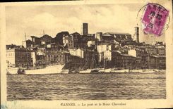 CPA Cannes Le Port et le Mont Chevalier 