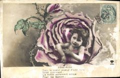 CPA Bebe Rose Fleurs