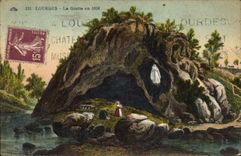 CPA Lourdes La Grotte en 1858 