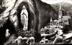 CPA Lourdes La Basilique et l'Apparition 
