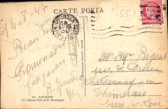 CPA Lourdes Le Chateau Fort et les Montagnes 