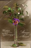 CPA Bonne Annee Fleurs