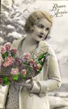 CPA Bonne Annee Femme
